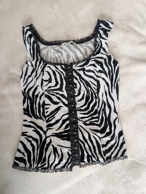 Velvet Black and White Zebra Print Sleeveless Camisole
